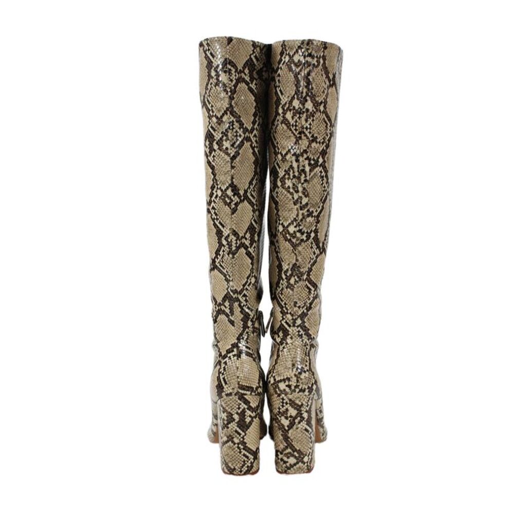 Zara Womens Side Zip Block Heel Snake Printed Knee High Boots Brown Size 40 - Picture 3 of 6